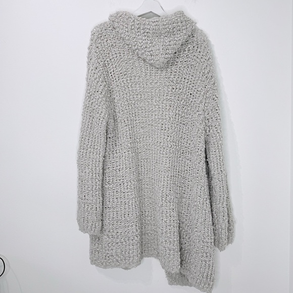 CGYY Chunky Knit Hooded Open Front Cardigan Sweater Cream Oversized Cozy Boho - Picture 8 of 11